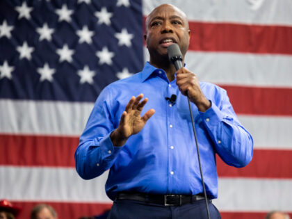Republican presidential candidate Tim Scott delivers his speech announcing his candidacy for president of the United States on the campus of Charleston Southern University in North Charleston, S.C., Monday, May 22, 2023. (AP Photo/Mic Smith)