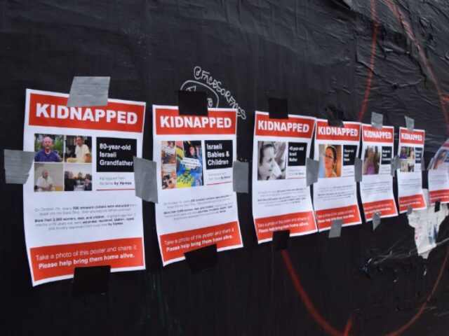 LONDON, UNITED KINGDOM - 2023/10/12: Posters of Israelis purportedly kidnapped by Hamas ha