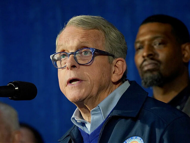 FILE - Ohio Gov. Mike DeWine speaks during a news conference in East Palestine, Ohio, Tues