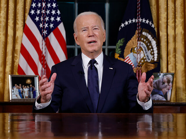 President Joe Biden addresses the nation from the Oval Office of the White House on October 19, 2023 in Washington, DC. President Biden discussed the U.S.’s response to the Hamas-Israel conflict, humanitarian assistance in Gaza, and the continued support for Ukraine during Russia’s ongoing invasion. (Photo by Jonathan Ernst - …