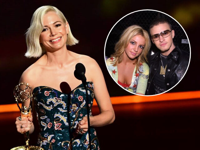 (INSET: Britney Spears with Justin TImberlake) Michelle Williams accepts the Outstanding L