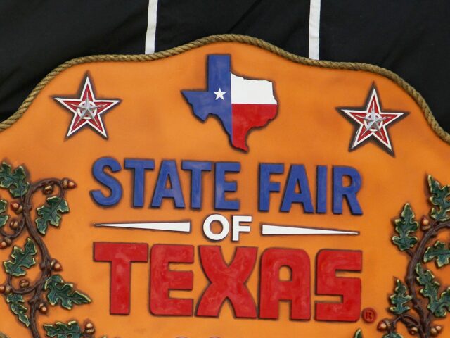 Big Tex, belt buckle and all, is lifted into place with the State Fair of Texas one week a
