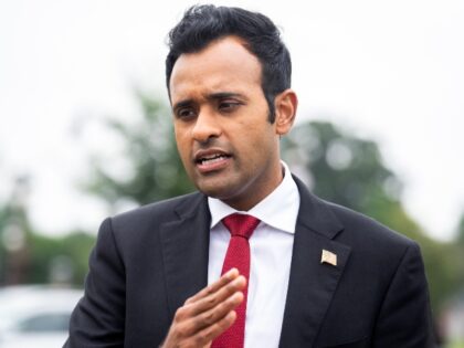 UNITED STATES - JUNE 22: Vivek Ramaswamy, Republican candidate for president, is interviewed outside the U.S. Capitol on Thursday, June 22, 2023. (Tom Williams/CQ-Roll Call, Inc via Getty Images)