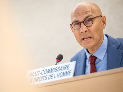 UN High Commissioner for Human Rights Volker Turk delivers a speech at the opening of the