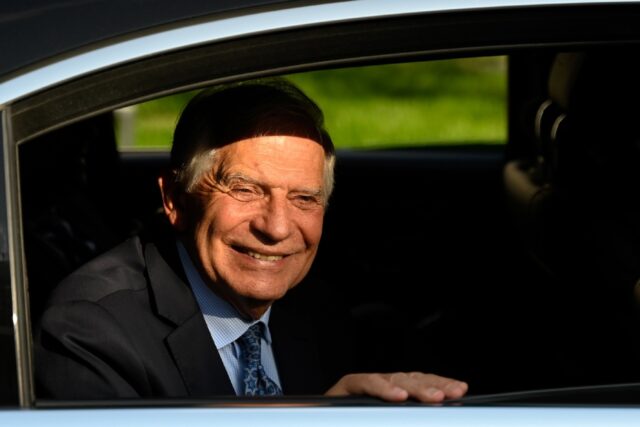 EU foreign policy chief Josep Borrell leaves after delivering a speech at Peking Universit