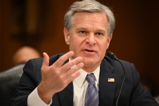 FBI Director Christopher Wray testifying before the Senate Homeland Security and Governmen