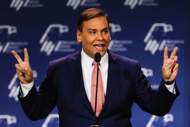 A fellow Republican is seeking to have George Santos, pictured here in November 2022, expe