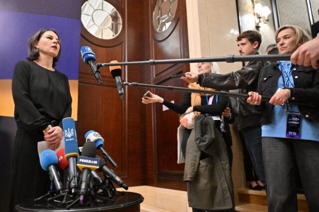 Germany's Foreign Minister Annalena Baerbock before the EU-Ukraine meeting in Kyiv