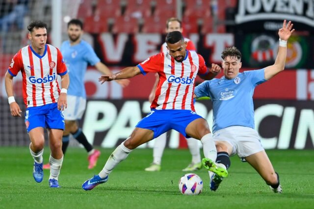 Girona's Venezuelan midfielder Yangel Herrera (C) snatched a late winner to send his team