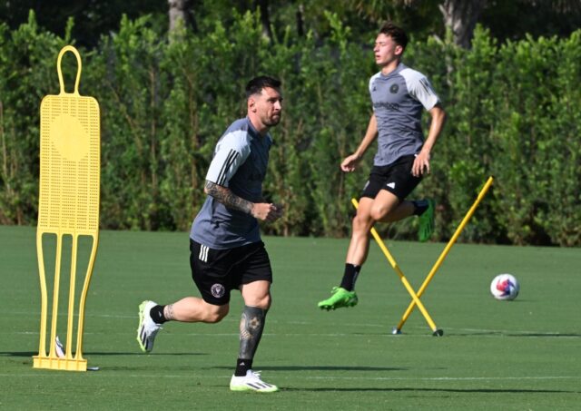 Lionel Messi is back in training after his injury lay-off and could feature in Saturday's