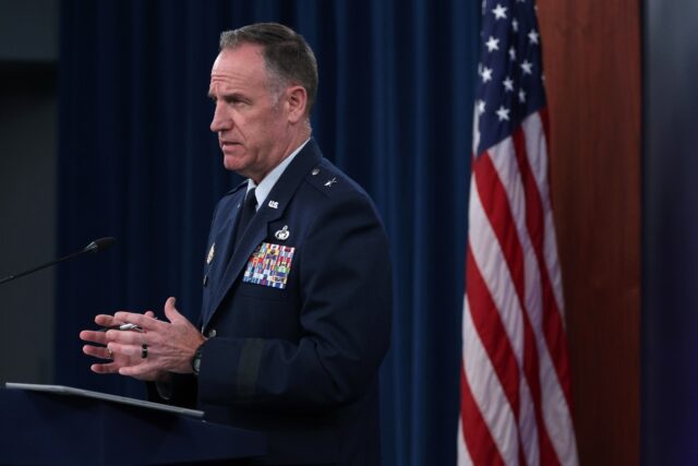 Pentagon Press Secretary Brigadier General Pat Ryder speaks during a media briefing on Aug
