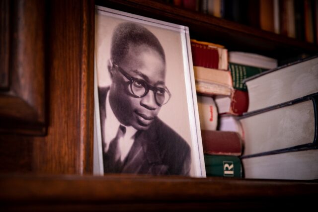 A photograph of Leopold Sedar Senghor in his house in Verson, western France