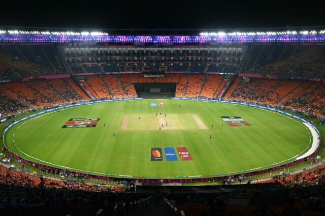 Plenty of room for a view: This picture shows a general view of the Narendra Modi Stadium