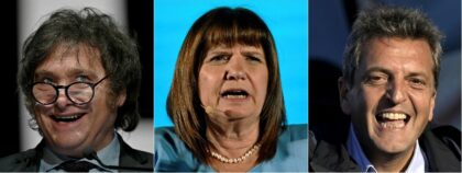 Political outsider Javier Milei, former security minister Patricia Bullrich, and Economy M