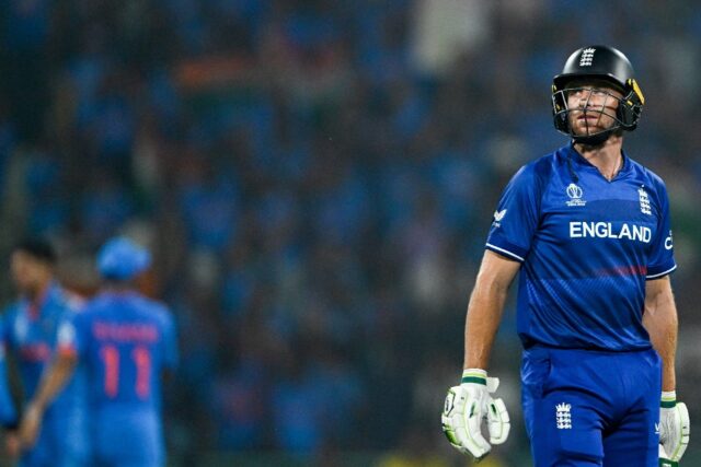 'Same old story': England's captain Jos Buttler walks back to the pavilion after his dismi