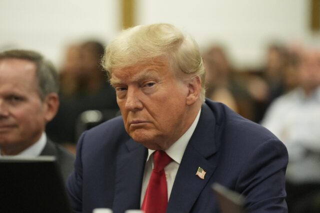 Former US president Donald Trump attends the second day of his civil fraud trial in New Yo