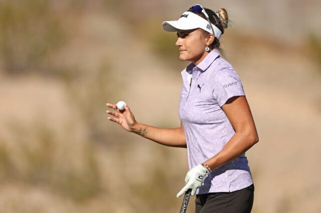 US women's golf star Lexi Thompson was one-over par after 16 holes when darkness halted he