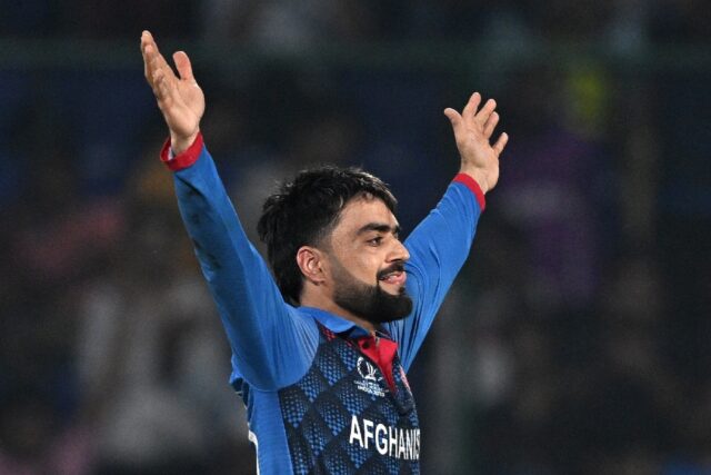 in the wickets: Afghanistan's Rashid Khan celebrates