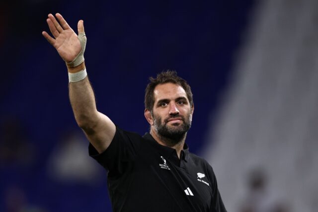 New Zealand lock Samuel Whitelock celebrates his 150th cap and record 23rd in the World Cu