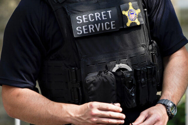 FILE - A secret service agent, July 20, 2022, in New York. Secret Service agents protecting President Joe Biden's granddaughter have opened fire after three people tried to break into an unmarked Secret Service vehicle in Washington. That's according to a law enforcement official who spoke to The Associated Press …