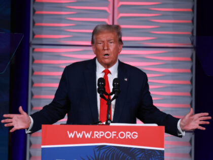 Republican presidential candidate former U.S. President Donald Trump speaks during the Flo