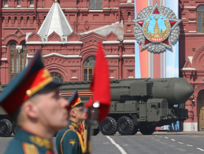 MOSCOW, RUSSIA - MOSCOW, 7 (RUSSIA OUT) Russian military missiles roll during the main reh