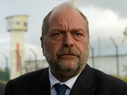 French Justice Minister Eric Dupond-Moretti visits the penitentiary centre of Alencon, in Conde-sur-Sarthe, north-western France on October 5, 2021, after a detainee who had taken prison guards hostage, surrendered. (Photo by JEAN-FRANCOIS MONIER / POOL / AFP) (Photo by JEAN-FRANCOIS MONIER/POOL/AFP via Getty Images)
