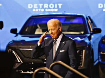 DETROIT, MICHIGAN, US - SEPTEMBER 14: US President Joe Biden greets the crowd at the Detro