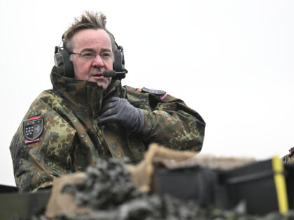 AUGUSTDORF, GERMANY - FEBRUARY 01: German Defence Minister Boris Pistorius rides in a Leop