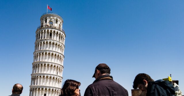 NextImg:Watch: Anti-Israel Activists Hang Palestine Flag from Leaning Tower of Pisa