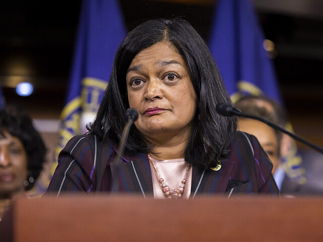 AntiCongressional Progressive Caucus Chair Rep. Pramila Jayapal (D-WA) speaks at a press c