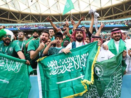 Saudi Arabian fans celebrate the 2-1 win during the FIFA World Cup Qatar 2022 Group C matc