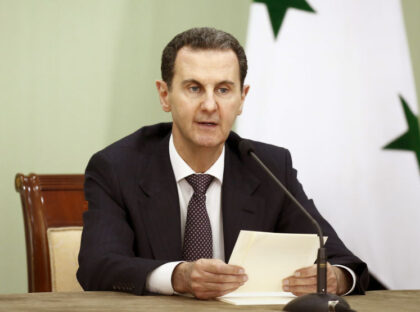 DAMASCUS, SYRIA - MAY 03: Syria's President Bashar al-Assad, seen during the Signing of the comprehensive program of strategic and long-term cooperation between Iran and Syria, On May 03, 2023 In Damascus, Syria. (Photo by Borna News/Matin Ghasemi/Aksonline ATPImages/Getty Images)