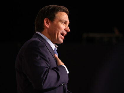 Republican presidential candidate Ron DeSantis speaks at a campaign rally at Eternity Church on May 30, 2023 in Clive, Iowa. The event is the first of five in the state the Florida governor is holding over the next two days. (Photo by Scott Olson/Getty Images)