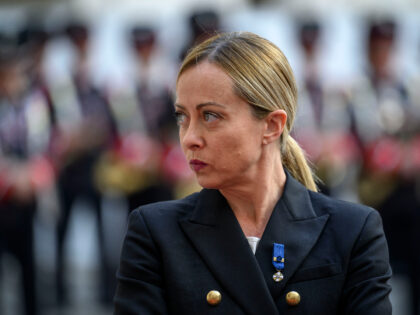 ROME, ITALY - OCTOBER 23: Italian Prime Minister Giorgia Meloni waits to welcome the Finla