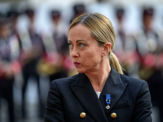 ROME, ITALY - OCTOBER 23: Italian Prime Minister Giorgia Meloni waits to welcome the Finla