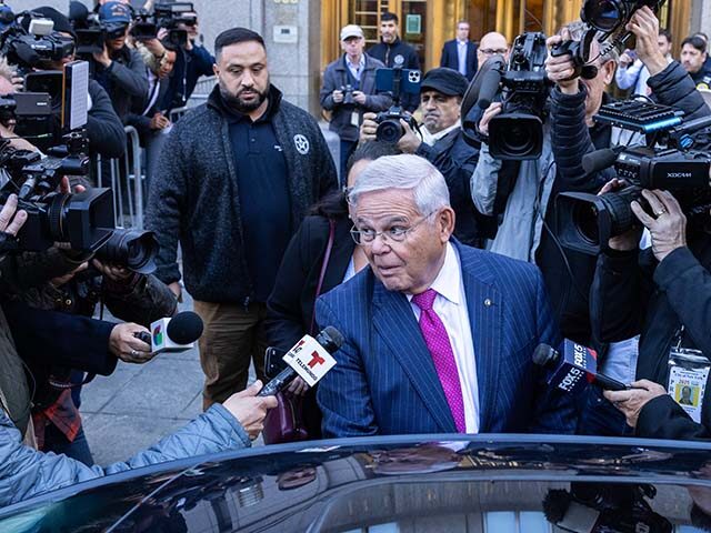 Senator Robert Menendez, a Democrat from New Jersey, exits federal court in New York, US, on Monday, Oct. 23, 2023. Menendez pleaded not guilty to a new federal charge that he conspired with his wife and a businessman to act as an agent of Egypt while he was chairman of …