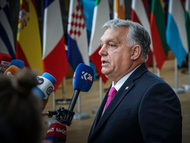 Prime Minister of Hungary Viktor Orban arrives at the European Council, the EU leaders mee