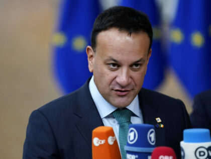 BRUSSELS, BELGIUM - OCTOBER 27: Ireland's Prime Minister Leo Varadkar talks with med