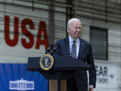 US President Joe Biden speaks at an Amtrak facility in Bear, Delaware, US, on Monday, Nov.