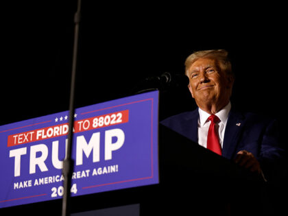 Former U.S. President Donald Trump arrives to deliver remarks during a campaign rally at The Ted Hendricks Stadium at Henry Milander Park on November 8, 2023 in Hialeah, Florida. Even as Trump faces multiple criminal indictments, he still maintains a commanding lead in the polls over other Republican candidates. (Photo …