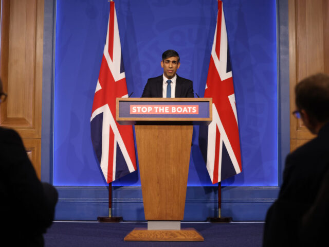 Rishi Sunak, UK prime minister, speaks at a news conference in Downing Street in London, U