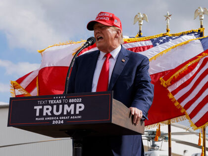 Former President Donald Trump gives remarks at the South Texas International airport on No