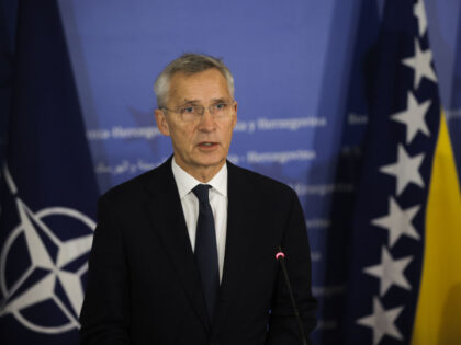 SARAJEVO, BOSNIA AND HERZEGOVINA - NOVEMBER 20: NATO Secretary General Jens Stoltenberg an