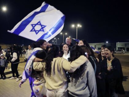 OFAKIM, ISRAEL - NOVEMBER 29: A van carrying two Israeli-Russian hostages who were release