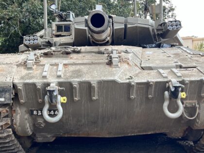 An Israeli tank near the Lebanese border. Location withheld due to military censorship rul