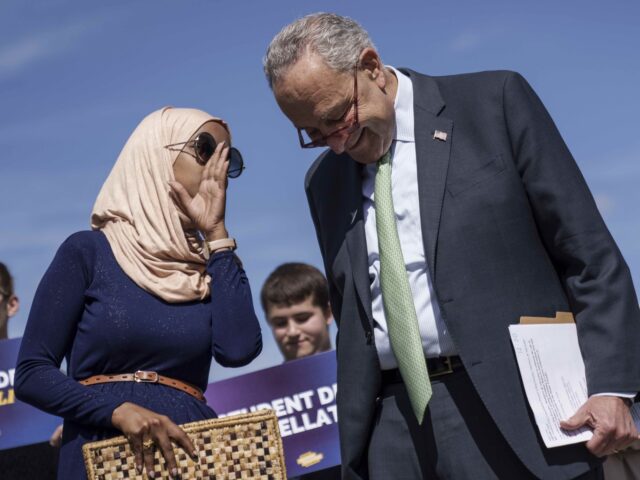 Ilhan Omar and Chuck Schumer (Drew Angerer / Getty)