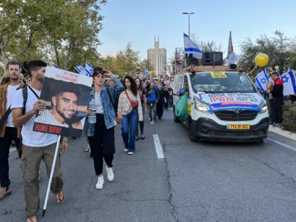 Jerusalem march for hostages (Joel Pollak / Breitbart News)