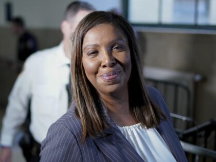 Trump - New York Attorney General Letitia James walks out of the courtroom during a break