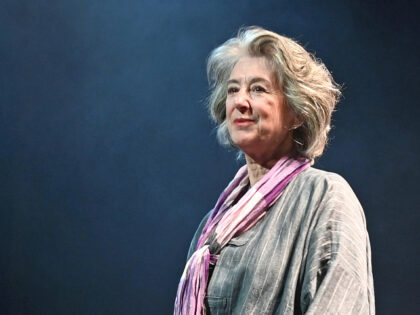 LONDON, ENGLAND - MAY 26: Dame Maureen Lipman bows at the curtain call during the press ni